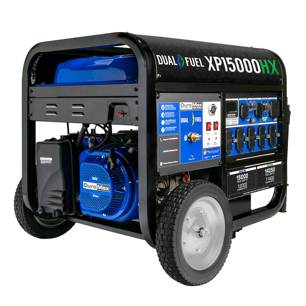 DuroMax XP15000HXT 15,000 Watt Tri Fuel Portable Home Power Backup HXT Generator w/CO Alert