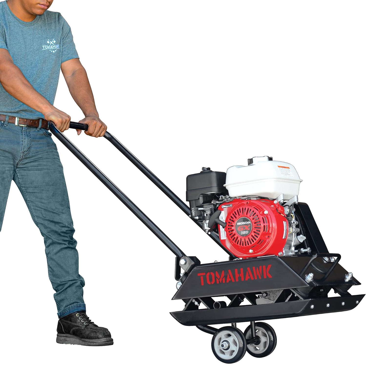 Tomahawk 5.5 HP Honda Vibratory Plate Compactor Tamper for Ground, Gravel, Dirt, Asphalt, Compaction GX160 Engine