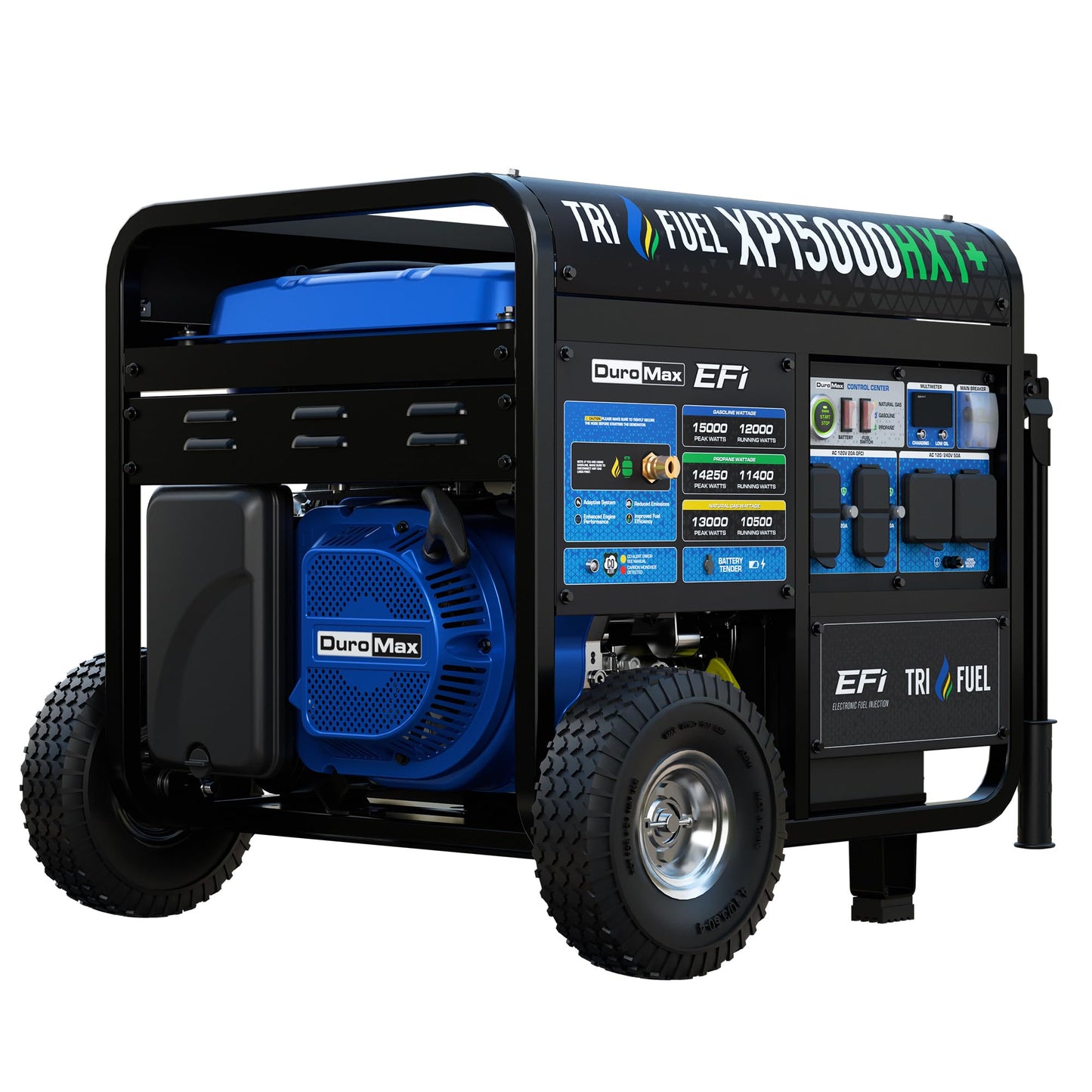 DuroMax XP15000HXT 15,000 Watt Tri Fuel Portable Home Power Backup HXT Generator w/CO Alert