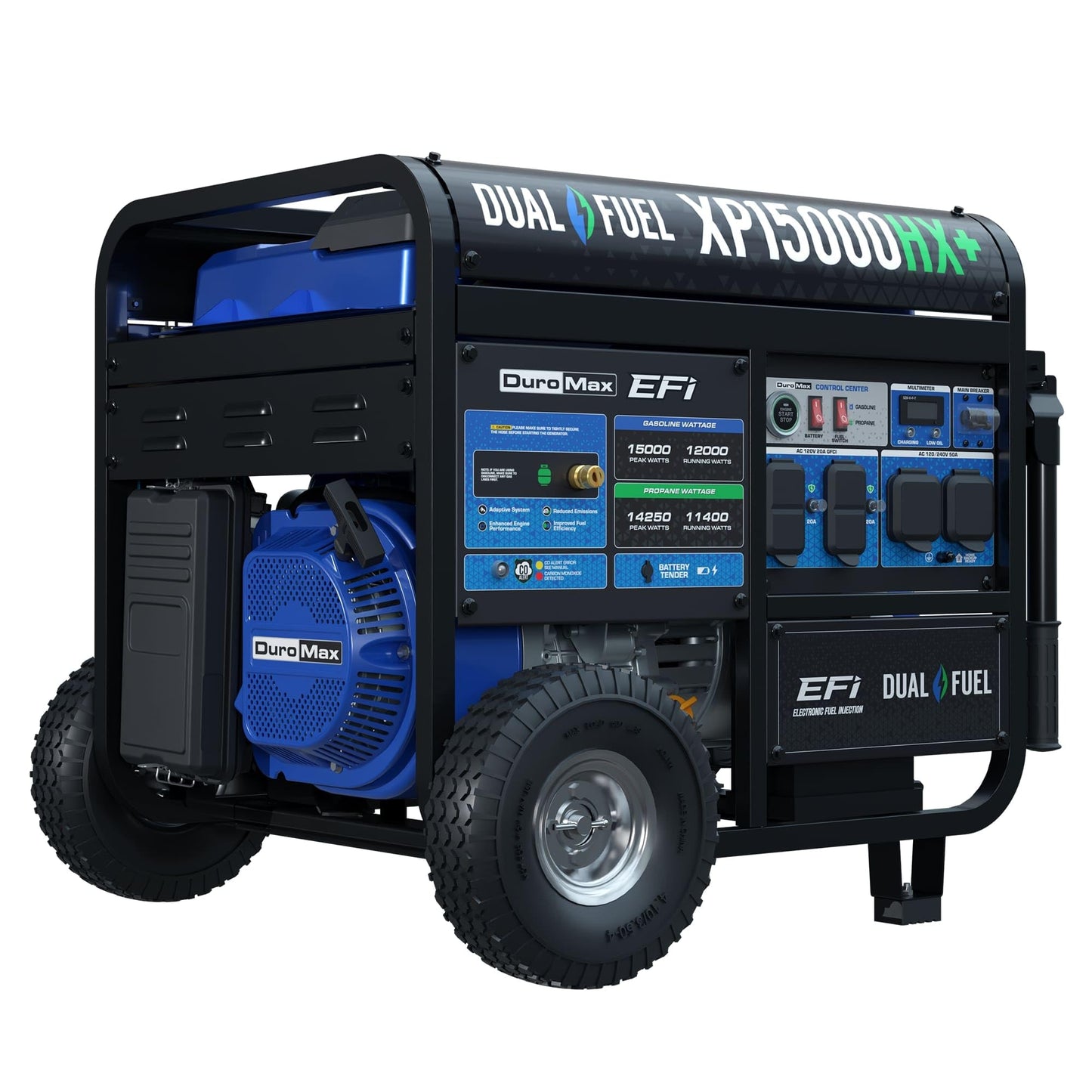 DuroMax XP15000HXT 15,000 Watt Tri Fuel Portable Home Power Backup HXT Generator w/CO Alert