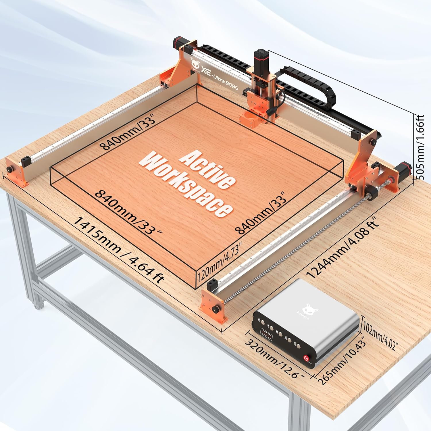 FoxAlien XE-Ultra 8080 CNC Router Machine with NEMA 23 Closed-loop Stepper Motor, Large Size Benchtop Engraving Milling Machine for Woodworking, Aluminum, Acrylic, Carbon Fiber DIY Cutting