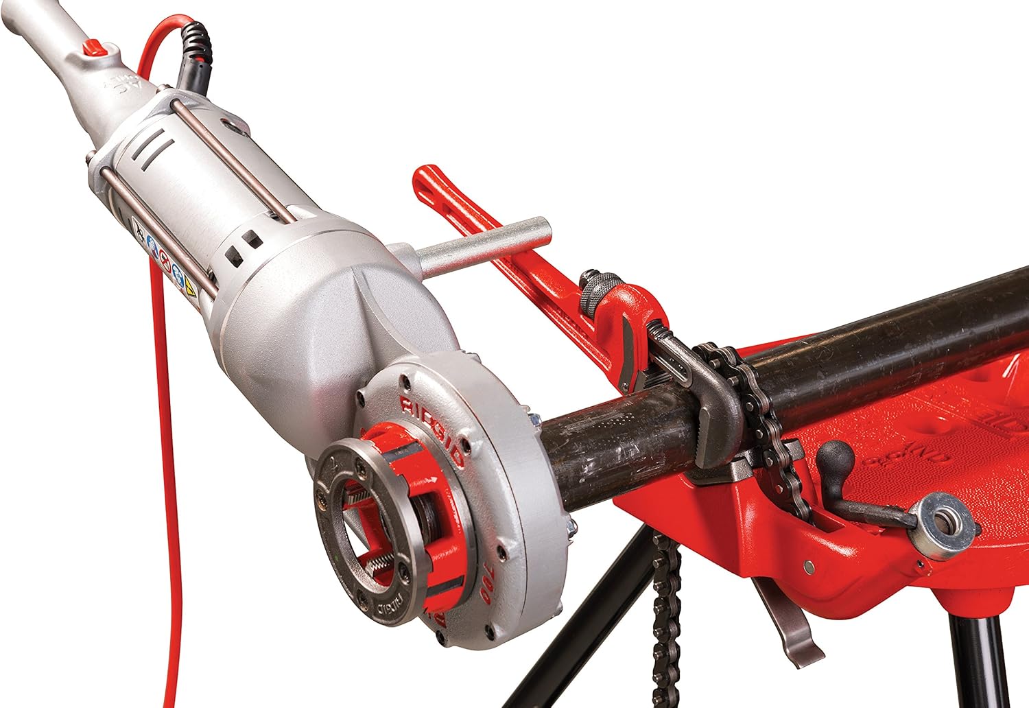RIDGID 41935 Model 700 Hand-Held 120-Volt Power Drive Pipe Threader, Compatible with RIDGID 12-R, 00-R, 00-RB, and 11-R Die Heads, Silver