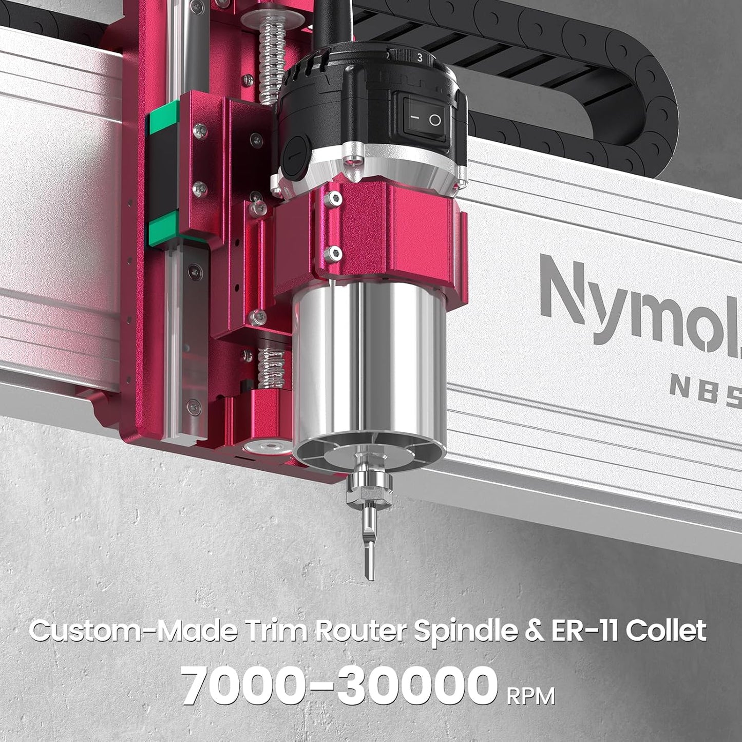 NBS-6040 CNC Router Machine with Custom-Made 710W 7000-30000 RPM Trim Router Spindle & ER-11 Collet, Linear Rails & Ball Screws on 3-axis, Engraving for Wood Acrylic Aluminum