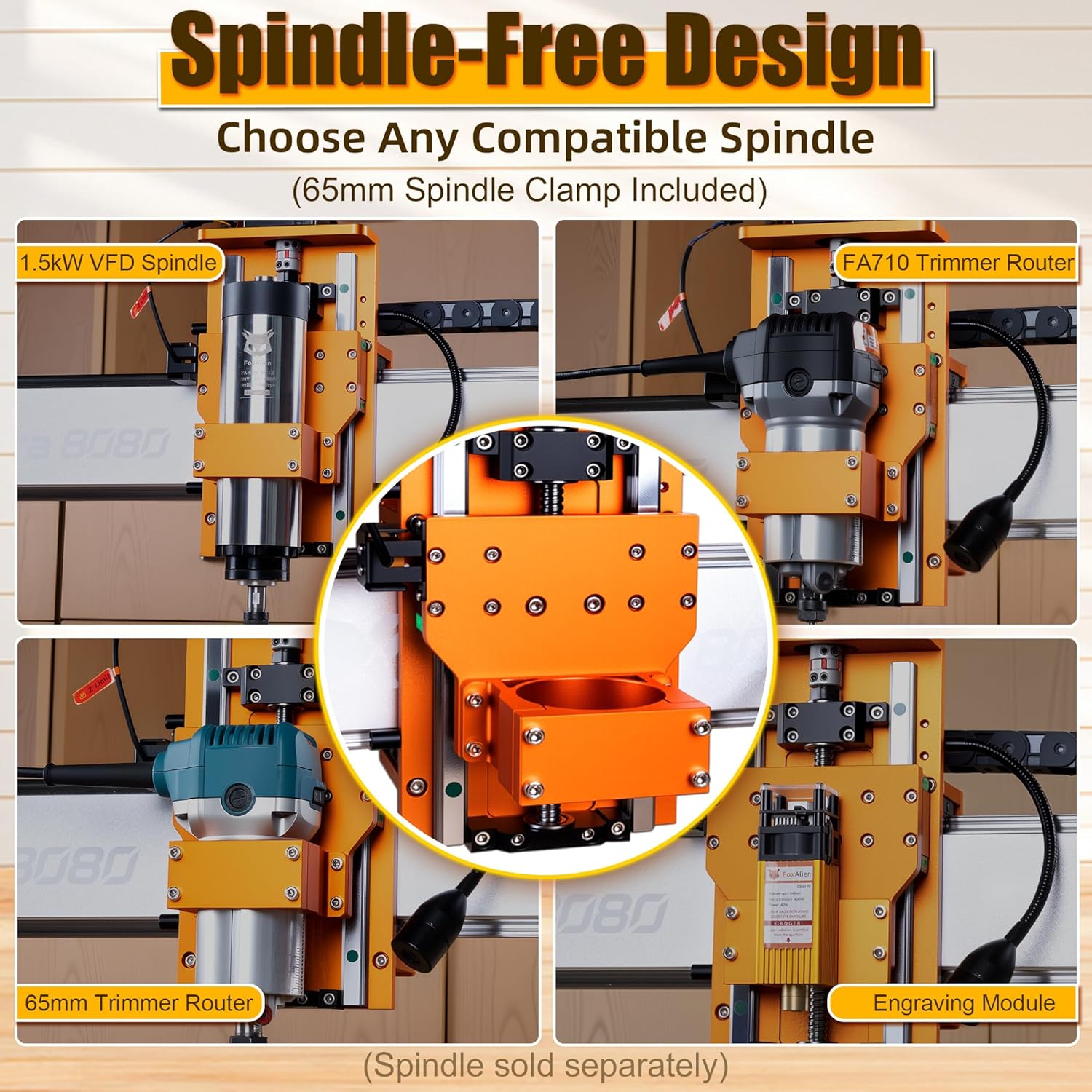 FoxAlien XE-Ultra 8080 CNC Router Machine with NEMA 23 Closed-loop Stepper Motor, Large Size Benchtop Engraving Milling Machine for Woodworking, Aluminum, Acrylic, Carbon Fiber DIY Cutting