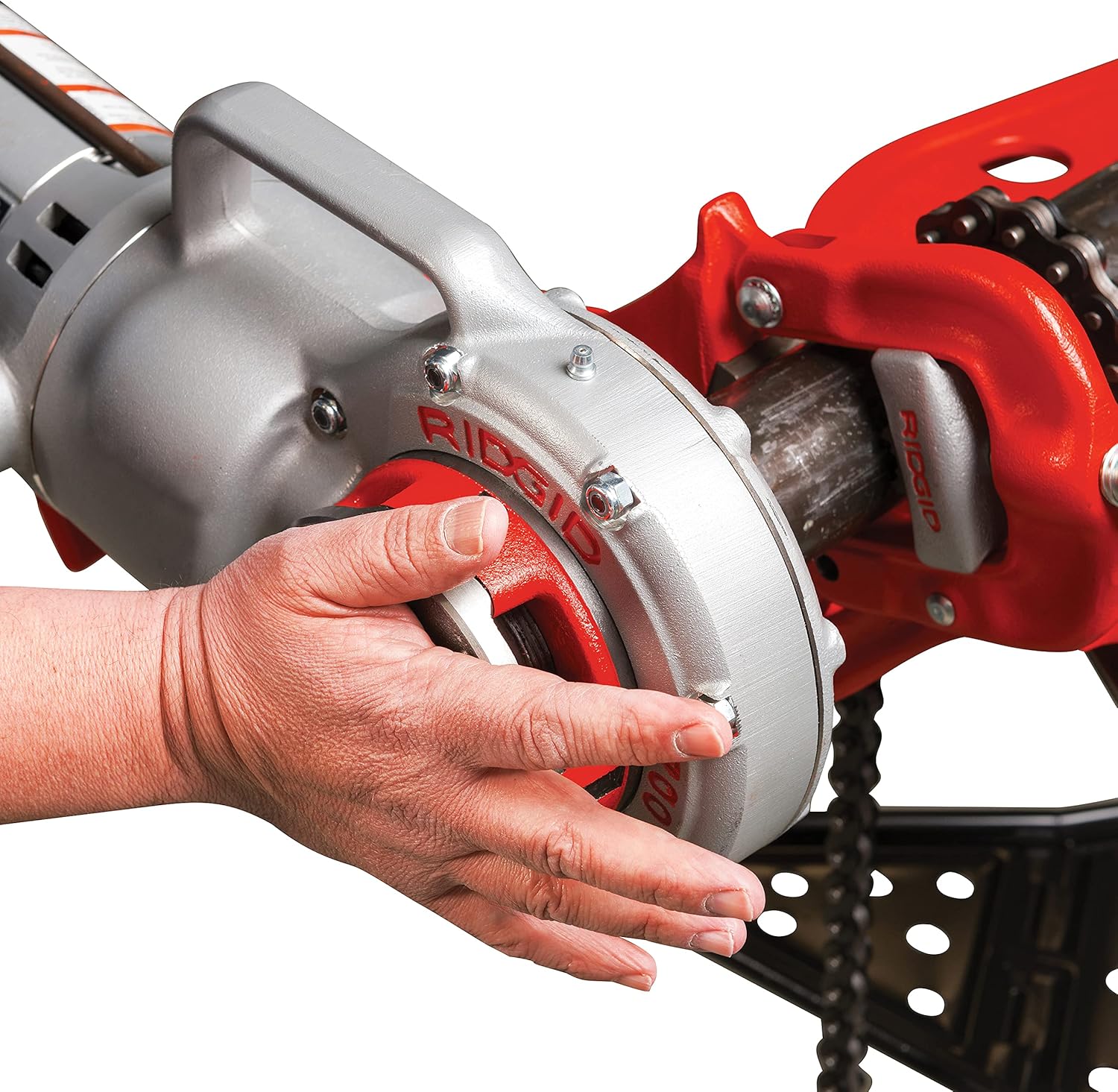 RIDGID 41935 Model 700 Hand-Held 120-Volt Power Drive Pipe Threader, Compatible with RIDGID 12-R, 00-R, 00-RB, and 11-R Die Heads, Silver
