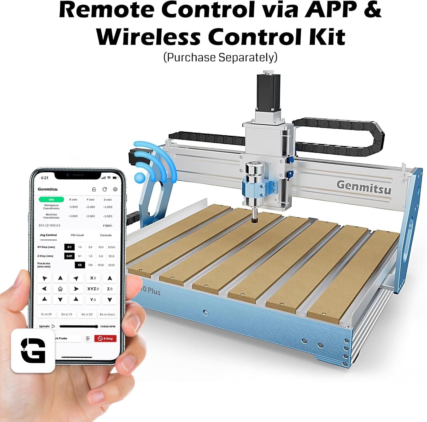 Genmitsu CNC Machine PROVerXL 6050 Plus for Metal Wood Acrylic MDF Carving, GRBL Control, 3 Axis Milling CNC Router Machine, Hybrid Table, Working Area 600 x 500 x 115mm (23.62" x 19.69" x 4.53")