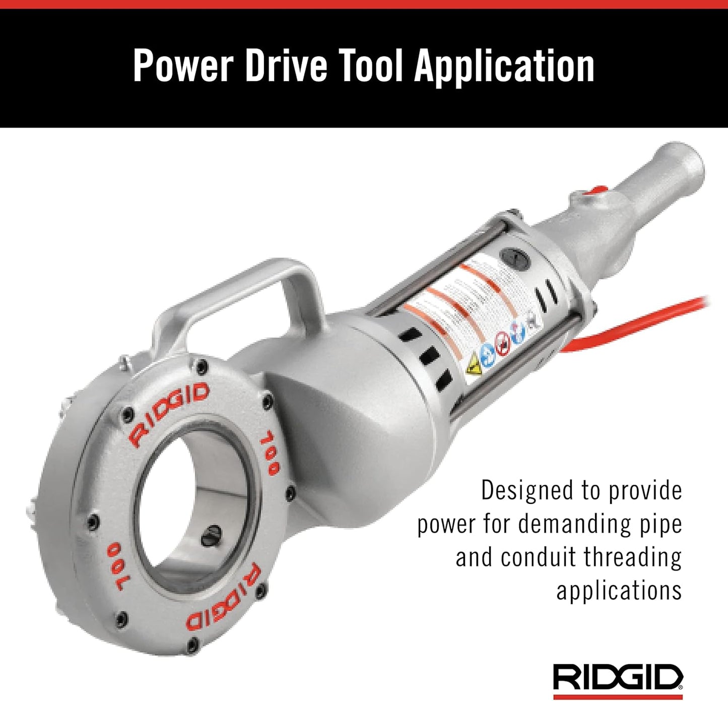 RIDGID 41935 Model 700 Hand-Held 120-Volt Power Drive Pipe Threader, Compatible with RIDGID 12-R, 00-R, 00-RB, and 11-R Die Heads, Silver