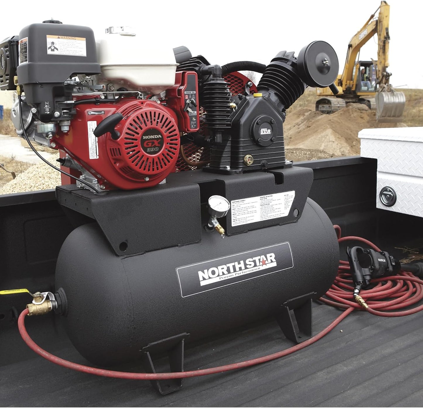 NorthStar Portable Gas Powered Air Compressor - Honda GX390 OHV Engine, 30-Gallon Horizontal Tank, 24.4 CFM at 90 PSI
