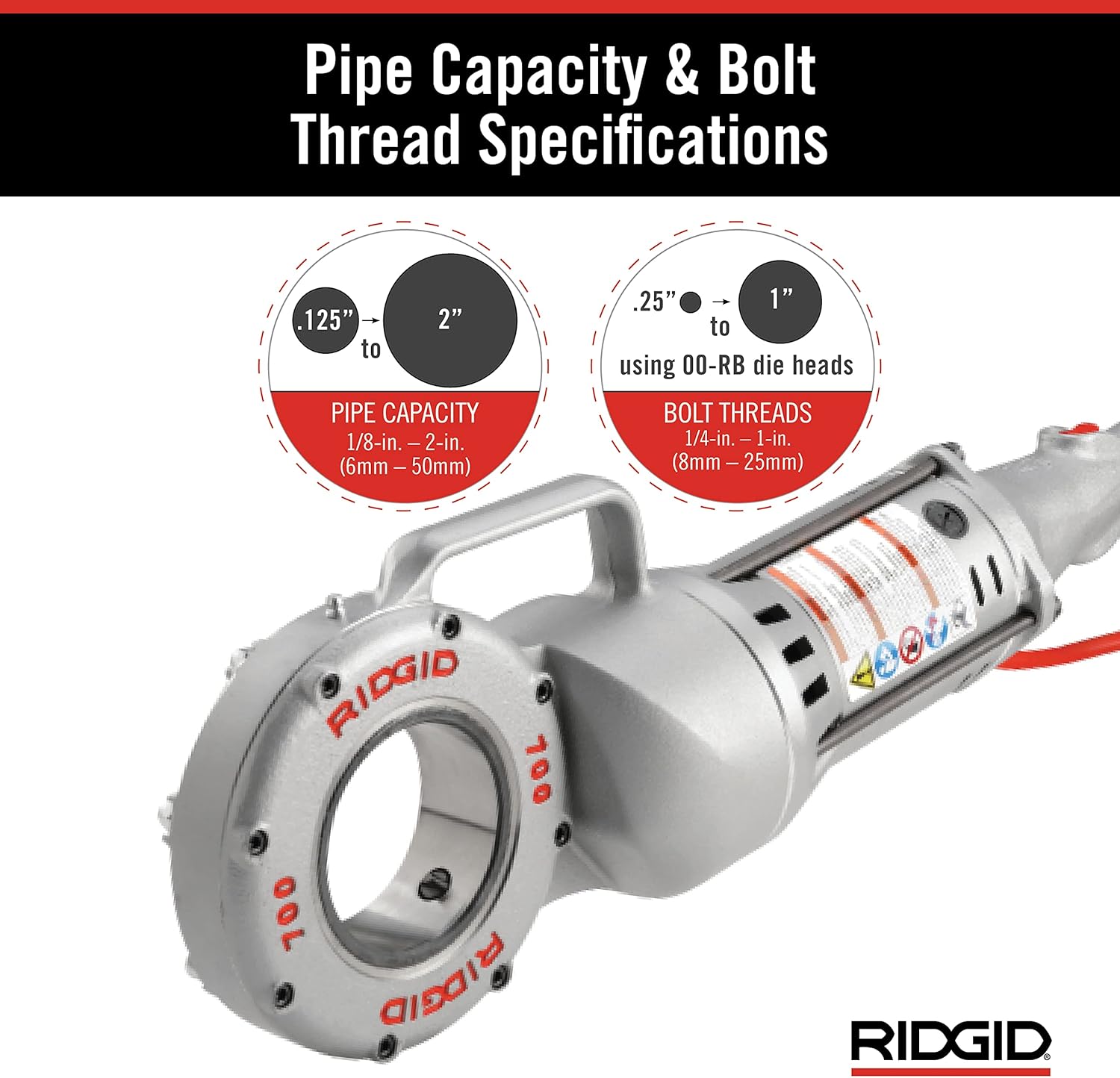 RIDGID 41935 Model 700 Hand-Held 120-Volt Power Drive Pipe Threader, Compatible with RIDGID 12-R, 00-R, 00-RB, and 11-R Die Heads, Silver