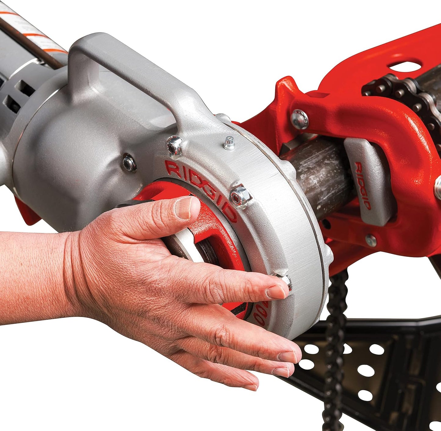 RIDGID 41935 Model 700 Hand-Held 120-Volt Power Drive Pipe Threader, Compatible with RIDGID 12-R, 00-R, 00-RB, and 11-R Die Heads, Silver