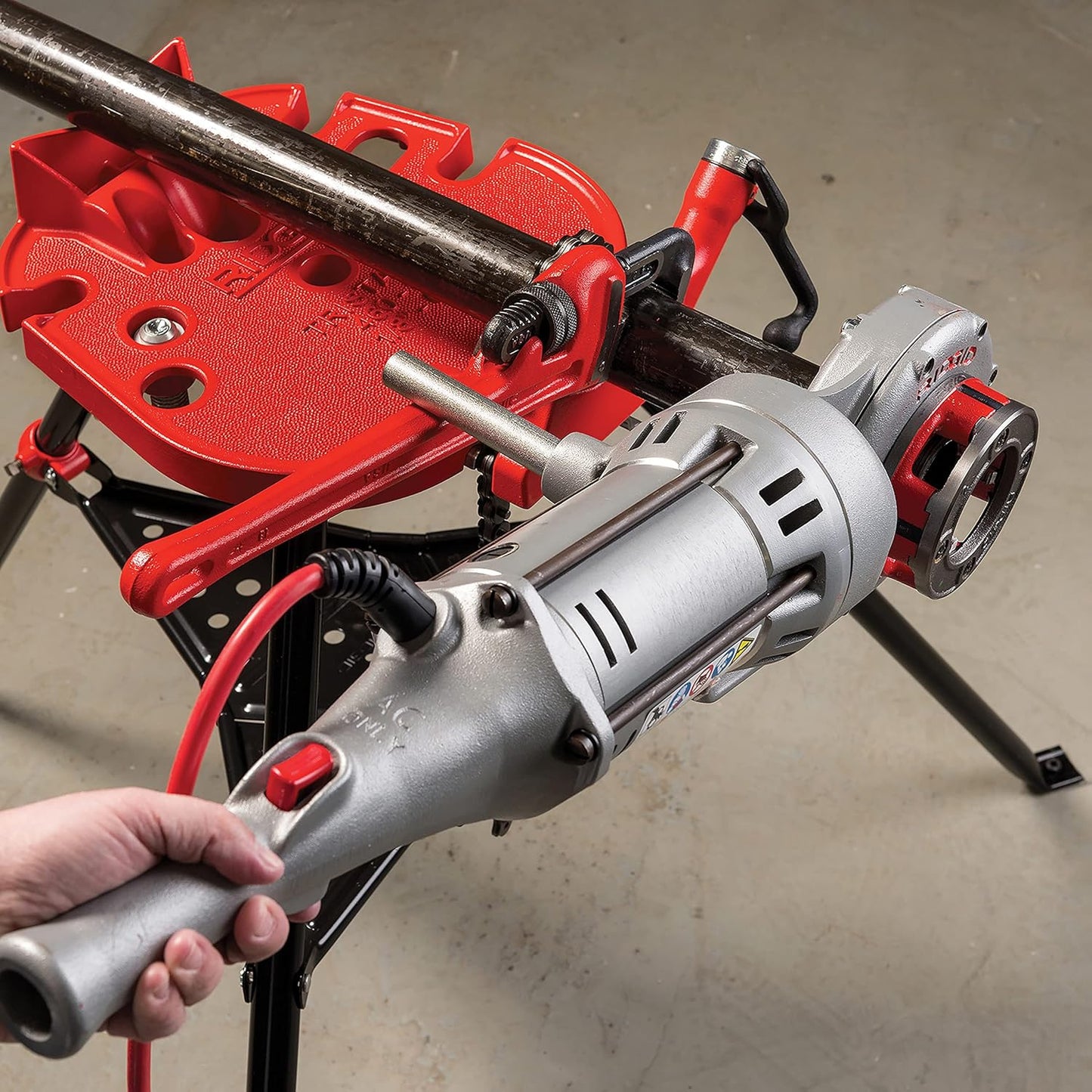 RIDGID 41935 Model 700 Hand-Held 120-Volt Power Drive Pipe Threader, Compatible with RIDGID 12-R, 00-R, 00-RB, and 11-R Die Heads, Silver